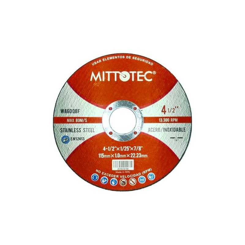 Disco Corte Ac.Inox 4.1/2" -1.0Mm Mittotec