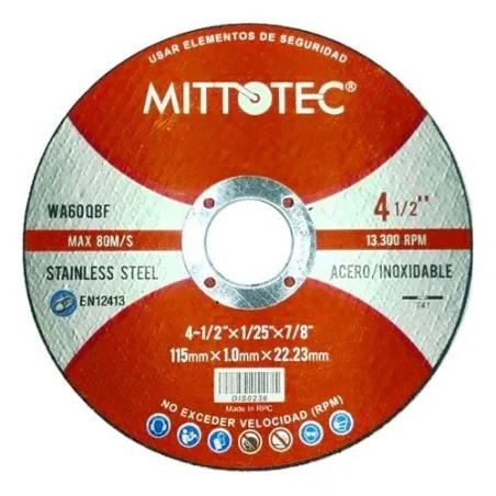 DISCO CORTE AC.INOX 4.1/2" -1.0MM MITTOTEC