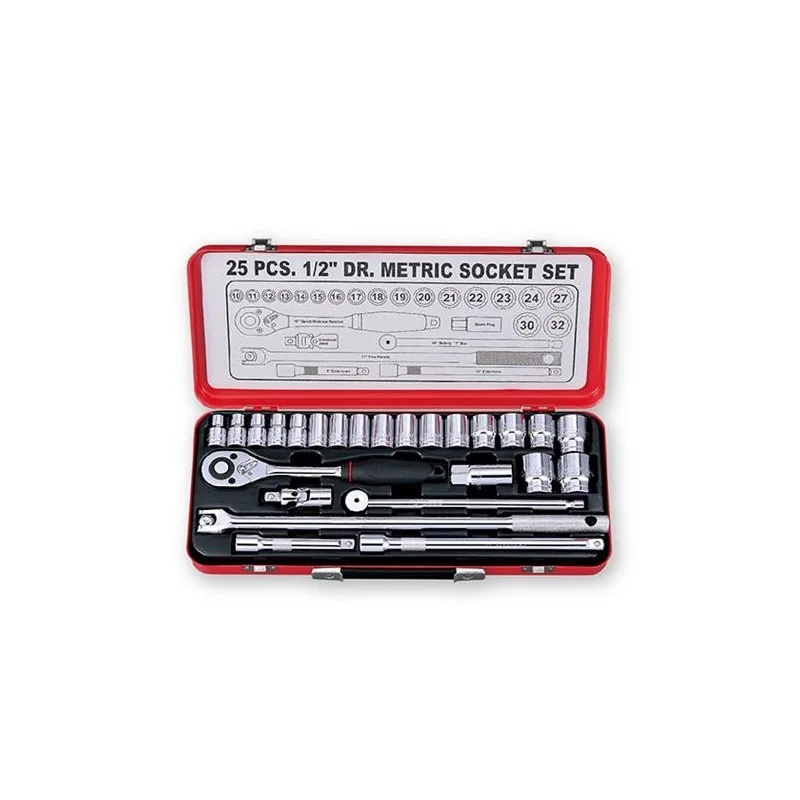 DADO JUEGO 1/2" 25PC 10-32MM HEX C/MET 299095 GES