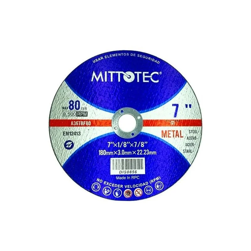 DISCO CORTE METAL 7" - 1/8" (3.0MM) MITTOTEC