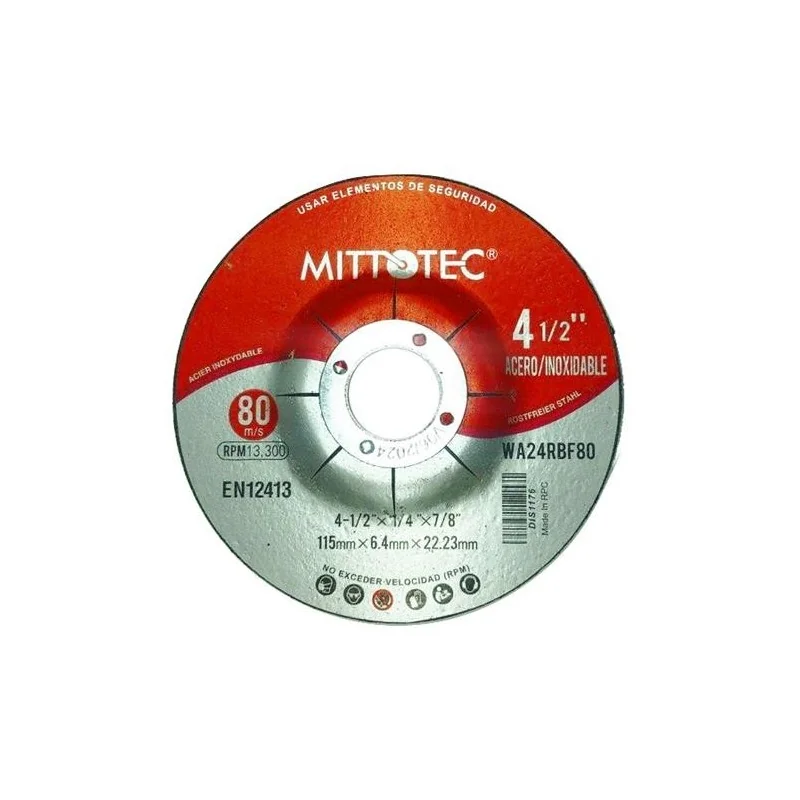 DISCO DESBASTE AC.INOX 4.1/2"-1/4"(6.4MM) MITTOTEC