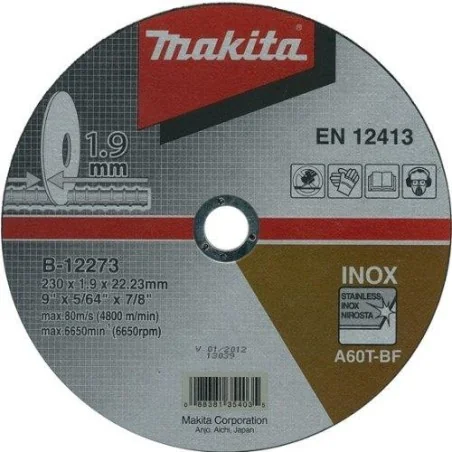 DISCO CORTE AC.INOX 9" RECTO B12273 MAKITA