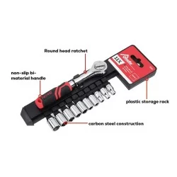 DADO JUEGO 1/4" 11PC 1/4-1/2" RIEL+CHICHA 734013