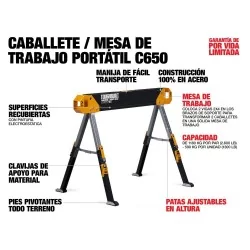 SOPORTE CABALLETE MESA DE TRABAJO TBC650 TOUGHBUILT