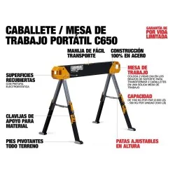 SOPORTE CABALLETE MESA DE TRABAJO TBC650 TOUGHBUI