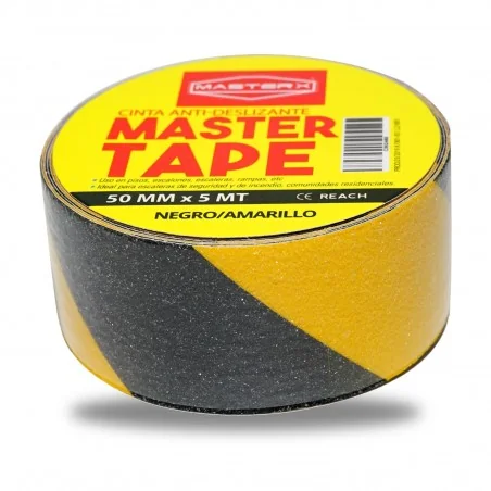 CINTA ANTIDESLIZANTE NEGRO/AMARILLO 2" X 5MTS MASTERX